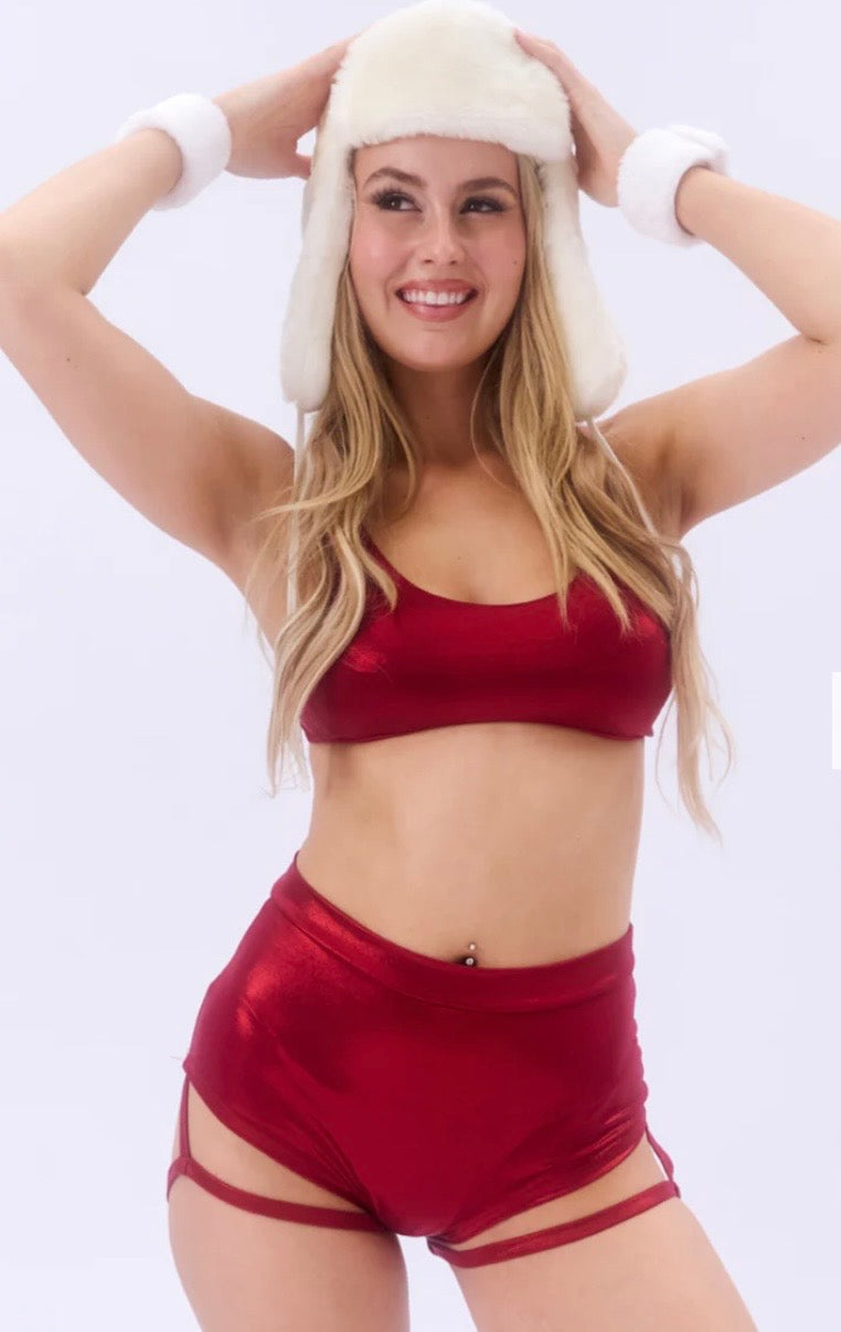 HIGH WAISTED GARTER SHORTS - BLACK