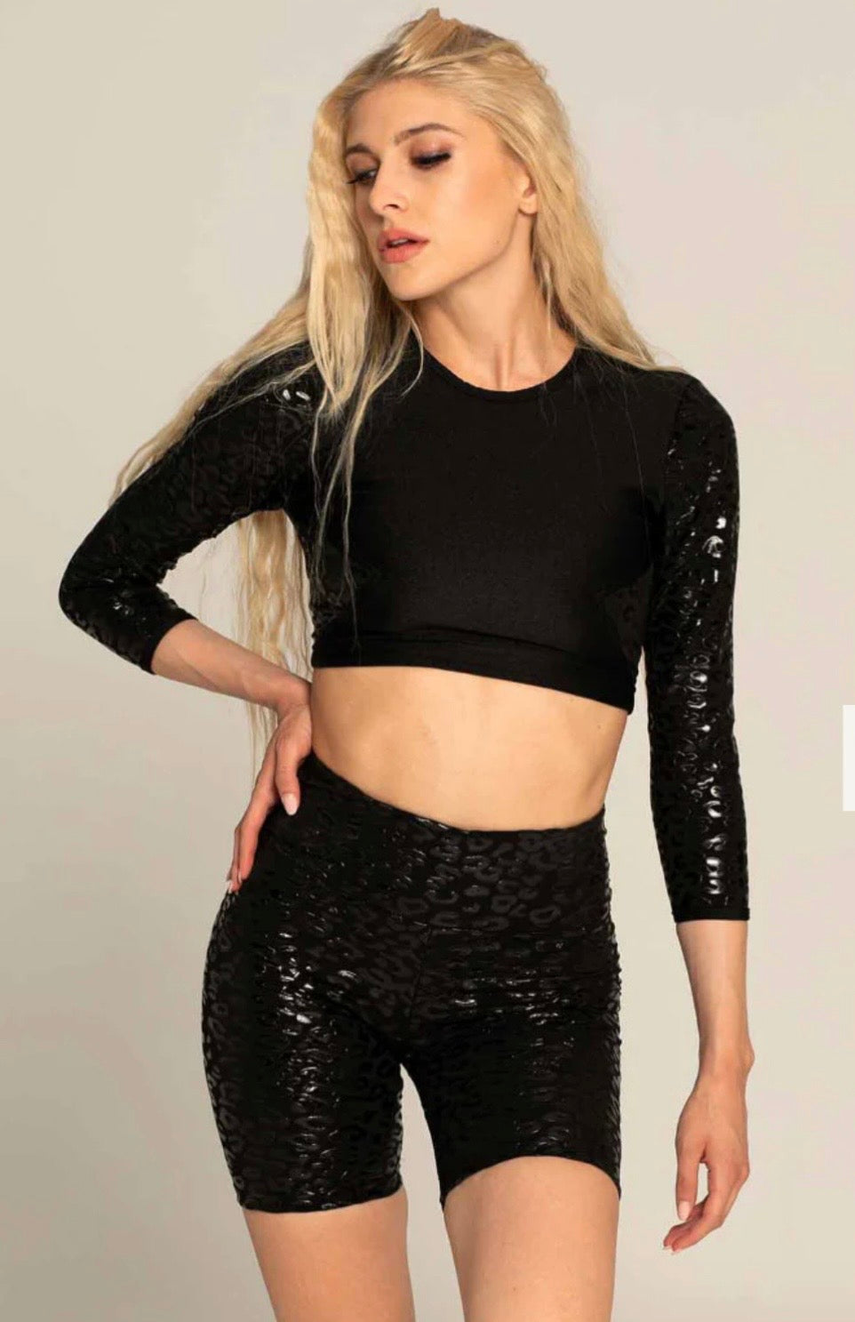 PARADISE CHICK SUPERHERO ULTRA GRIP BIKER SHORTS - BLACK LEOPARD