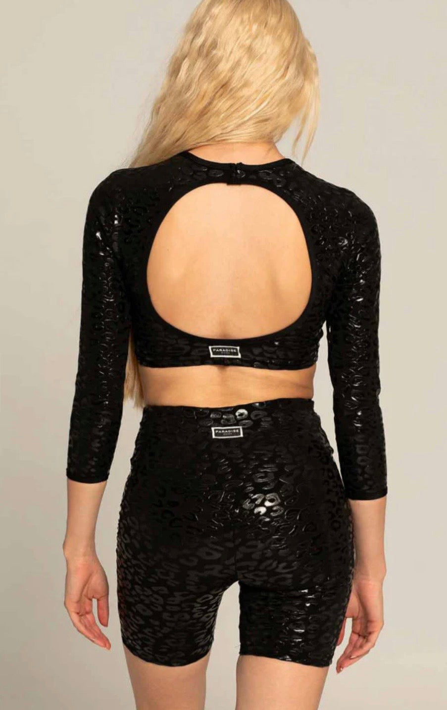 PARADISE CHICK SUPERHERO ULTRA GRIP BIKER SHORTS - BLACK LEOPARD